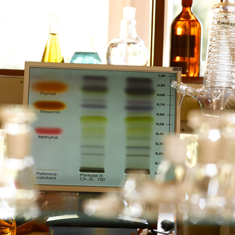 Liquid chromatography results on a computer screen